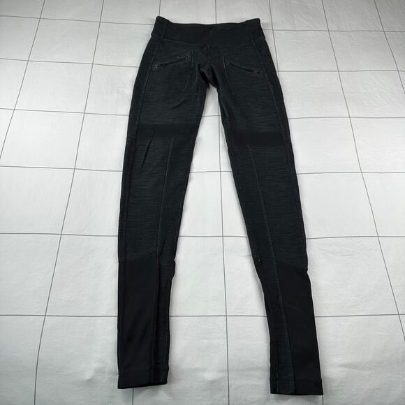 Lululemon Leggings Womens 2 Gray Heathered Ribbed Ankle Zip Pockets Athletic Gym - Picture 1 of 8